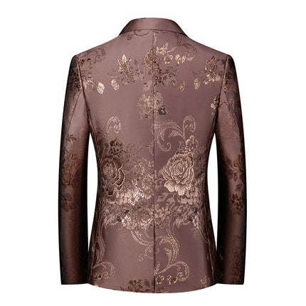 Men's Gilt Print Blazer #S8180 - Blazers | Brown / XS