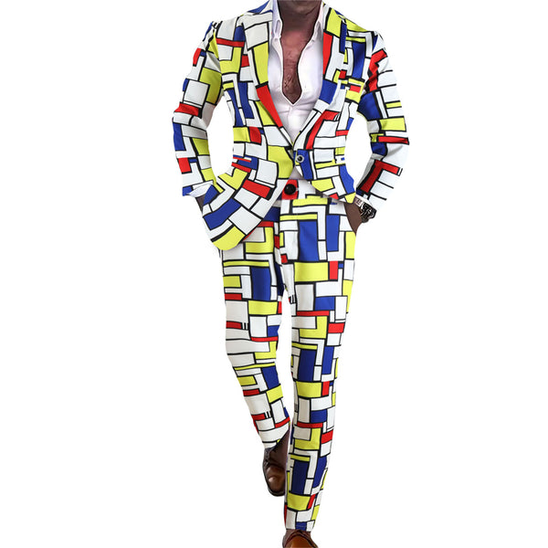Men's Square Print Suit #2TZ-XX1136