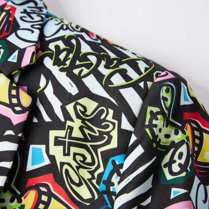 Men's Cactus Print Suit #M8018 - Suits | Multicolour / XS