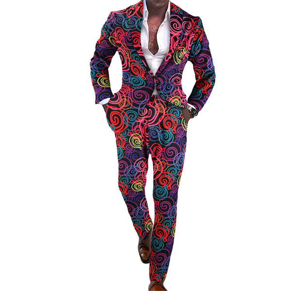 Men's Colorful Swirl Suit #2TZ-XX1137
