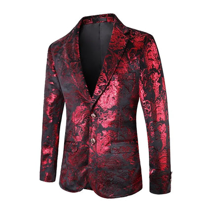 Men's Multicolor Hot Stamping Blazer #S8061 - Blazers | Red / XS