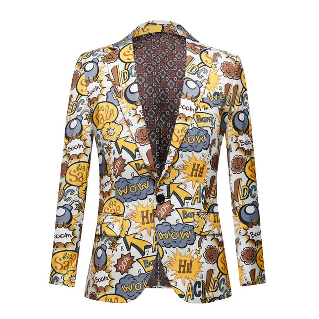 Men's Comic Print Suit  #M8032
