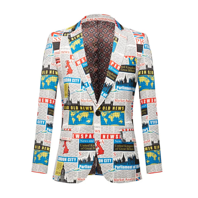Men's Map Print Suit  #M8036