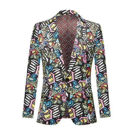 Men's Cactus Print Suit #M8018 - Suits | Multicolour / XS