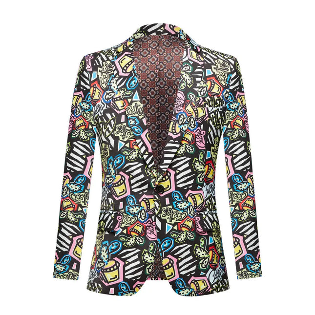 Men's Cactus Print Suit #M8018 - Suits | Multicolour / XS