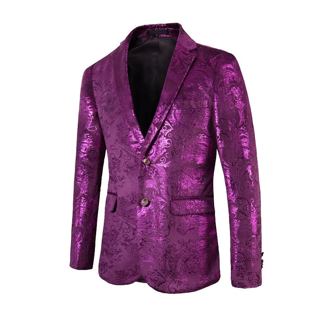 Men's Multicolor Hot Stamping Blazer #S8061 - Blazers | Purple / XS