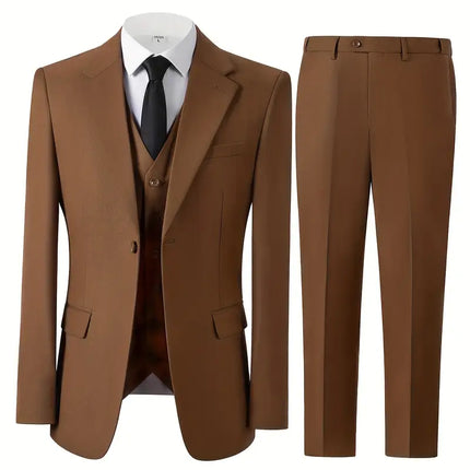Men's 3pcs Suit #304 - | Beige / XXS