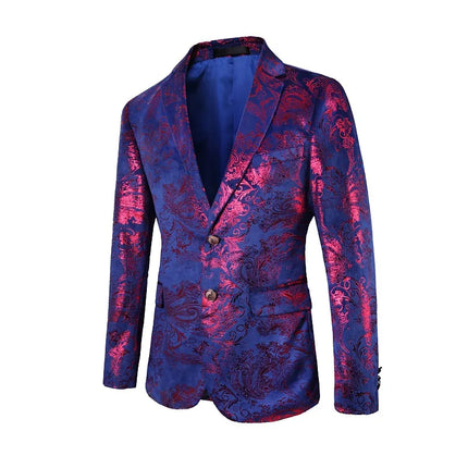 Men's Multicolor Hot Stamping Blazer #S8061 - Blazers | Blue / XS