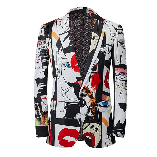 Men's Graffiti Print Blazer #S8088 - Blazers | Multicolour / XS