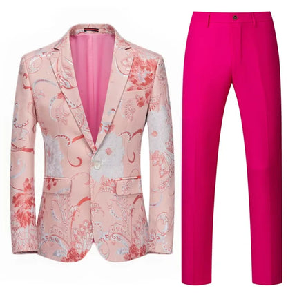 Men's Jacquard Suit #S8198 - Suits | Pink / XS