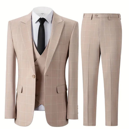 Men's 3pcs Suit #303 - | Beige / XXS