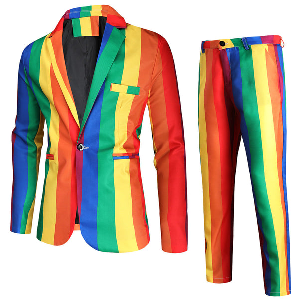 Men's Rainbow Stripe Suit #2TZ142