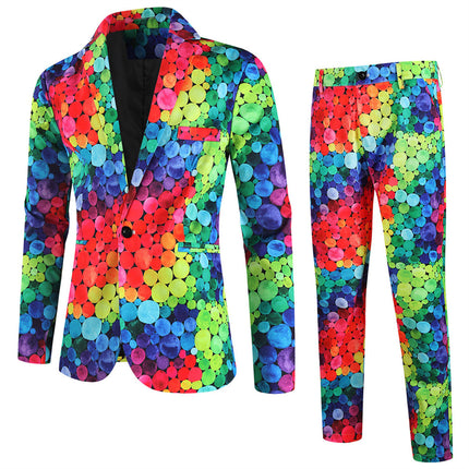 Men's Multi-Color Printed Suit #2TZ234 - Suits | Multicolour / M