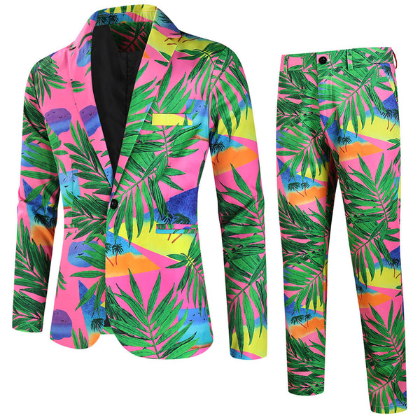 Men's Poker Print Suit #2TZ149