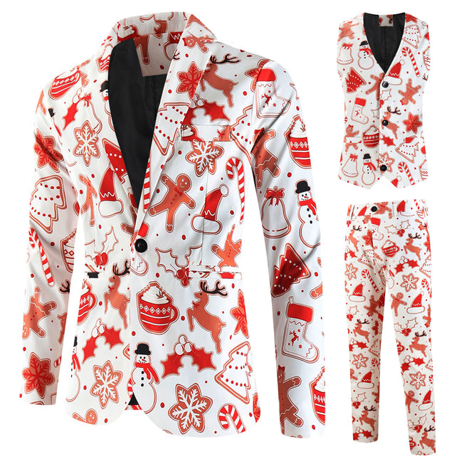 Men's Christmas Three Piece Suit #3TZMK654 - Suits | Multicolour / M