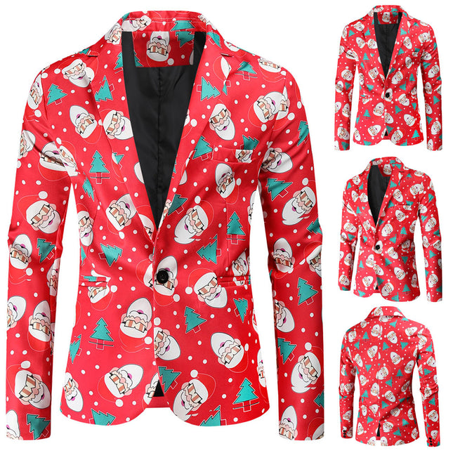 Men's Christmas Print Blazer #X54 - Blazers | Multicolour / M