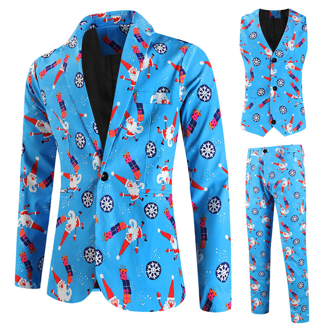 Men's Christmas Three Piece Suit #3TZMK652 - Suits | Blue / M
