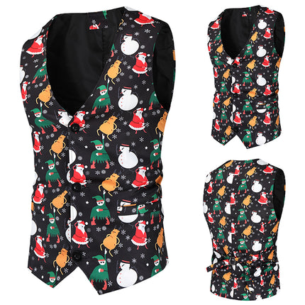 Men's Colorful Printed Vest #MJ41 - Vests | Multicolour / M