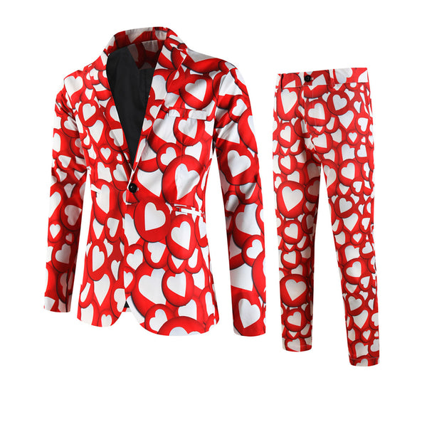 Men's Multi-color Heart Print Suit #2TZ-XX237