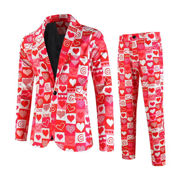 Men's Heart Print Suit #2TZ-XX235