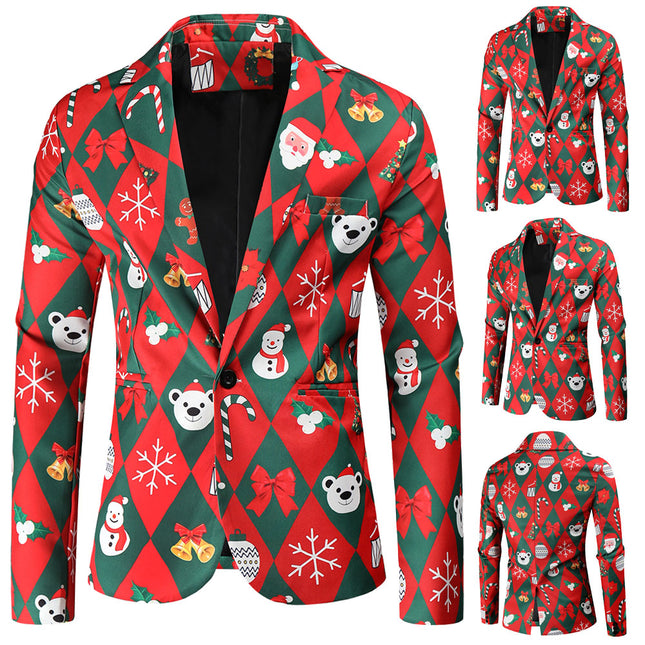 Men's Christmas Print Blazer #X47 - Blazers | Multicolour / M