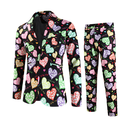 Men's Colorful Heart Print Suit #2TZ-XX236 - Suits | Multicolour / M