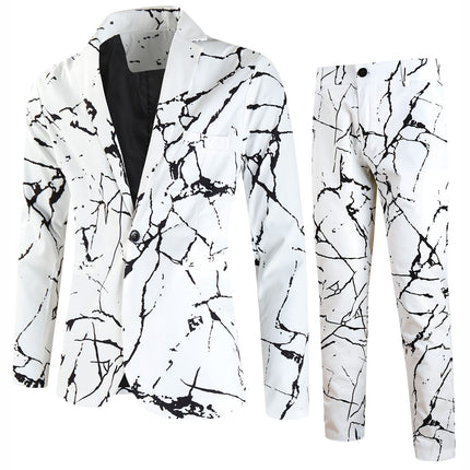 Men's Print Suit #2TZ2502 - Suits | White / M
