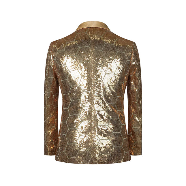 Men's Golden Honeycomb Tuxedo #S8590 - Blazers | Golden / XS