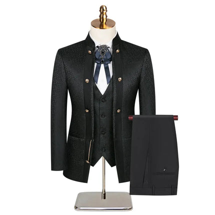 Men's 3 Piece Noble Knight Suit #S8583 - Suits | Black / XS