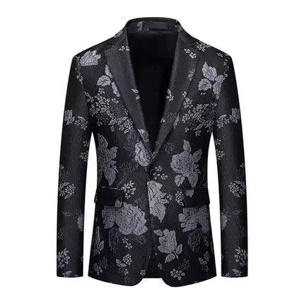 Men's Silver Floral Embroidered Blazer  #S8509