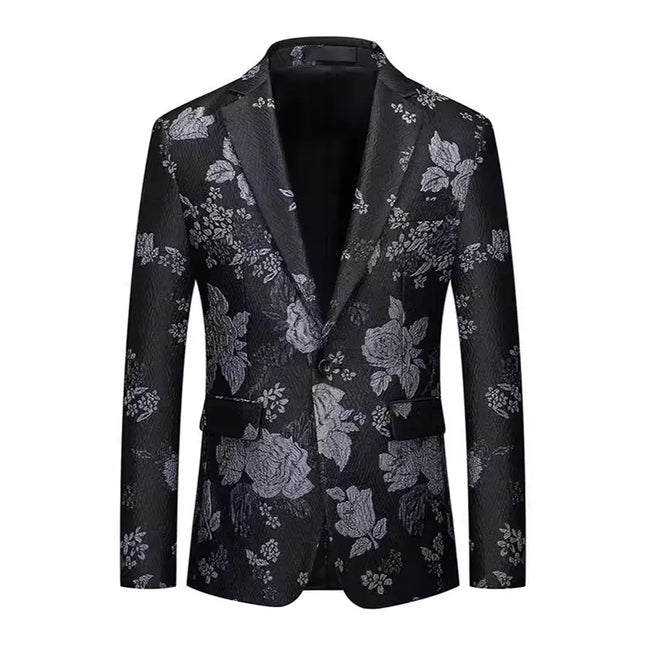 Men's Silver Floral Embroidered Blazer  #S8509