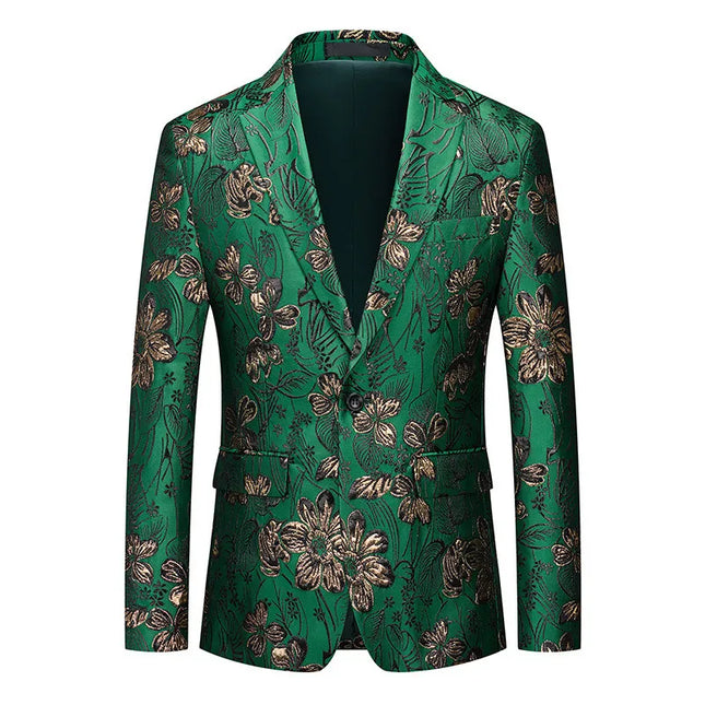 Men's Emerald Floral Jacquard Blazer  #S8512