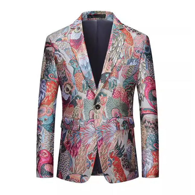 Men's Parrot Tapestry Blazer #S8513 - Blazers | Multicolour / XS