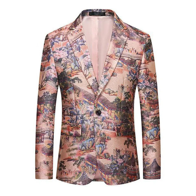 Men's Retro Printing Blazer  #S8302