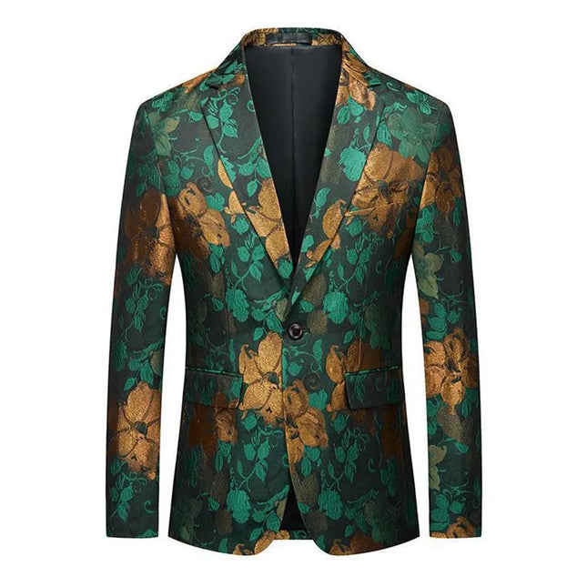 Men's Flower Jacquard Blazer #S8301 - Blazers | Multicolour / XS