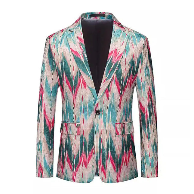 Men's Zigzag Pattern Blazer #S8521 - Blazers | Multicolour / XS