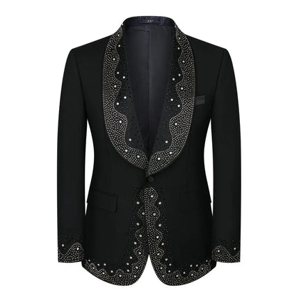 Men's 3 Piece Stylish Dotted Suit #S8284 - Suits | Blue / XS