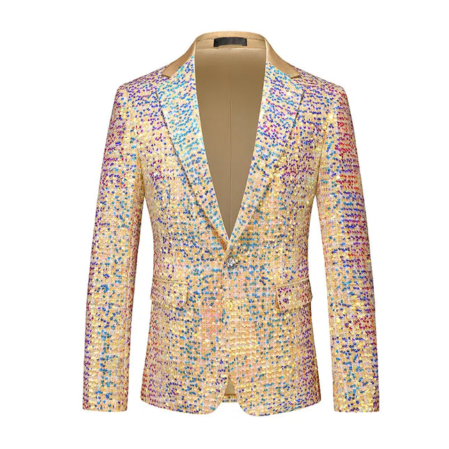 Men's Aurora Sequin Suit #S8527 - Suits | Golden / XS