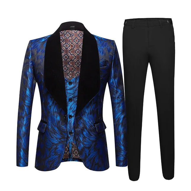Men's Multicolor Textured 3-Piece Suit  #S8504-3