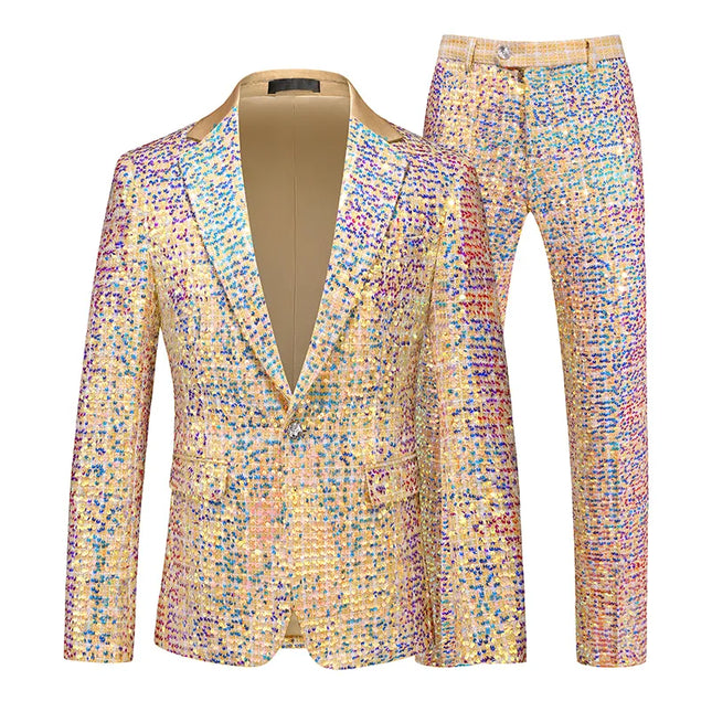 Men's Aurora Sequin Suit #S8527 - Suits | Golden / XS
