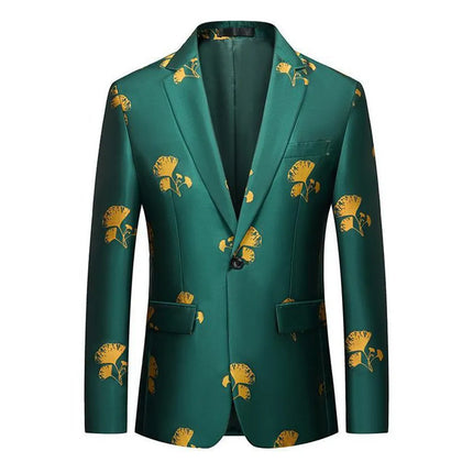 Men's Ginkgo Leaf Blazer #S8304 - Blazers | Green / XS