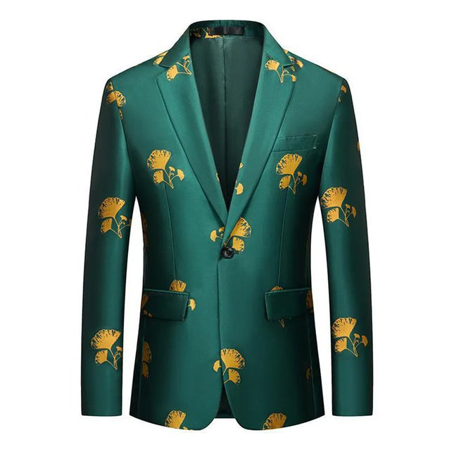 Men's Ginkgo Leaf Blazer #S8304 - Blazers | Green / XS