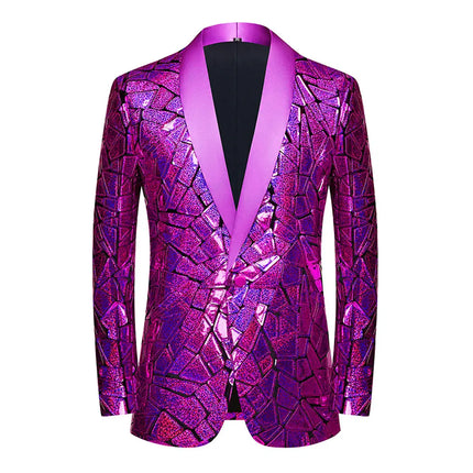 Men's Purple Holographic Sequin Jacket  #M8074-2