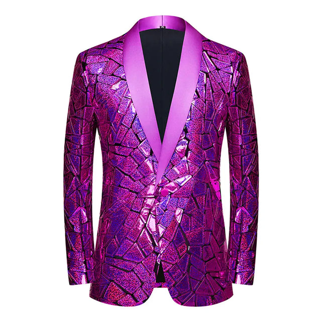 Men's Purple Holographic Sequin Jacket  #M8074-2