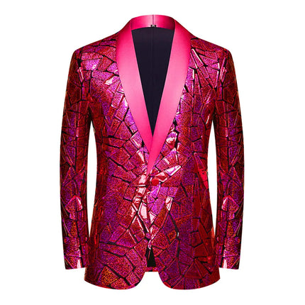 Men's Red Holographic Sequin Jacket  #M8074-1