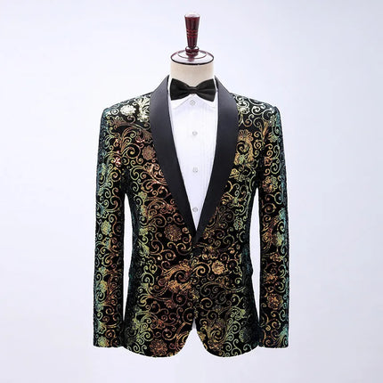 Men's Velvet Cloud Sequin Suit  #S8573