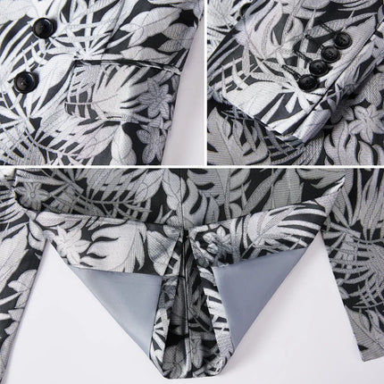 Men's Silver Botanical Jacquard Suit  #S8562