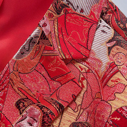 Men's Geisha Pattern Red Blazer  #S8556