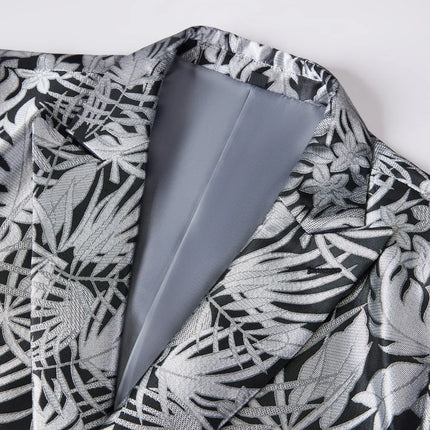 Men's Silver Botanical Jacquard Suit  #S8562