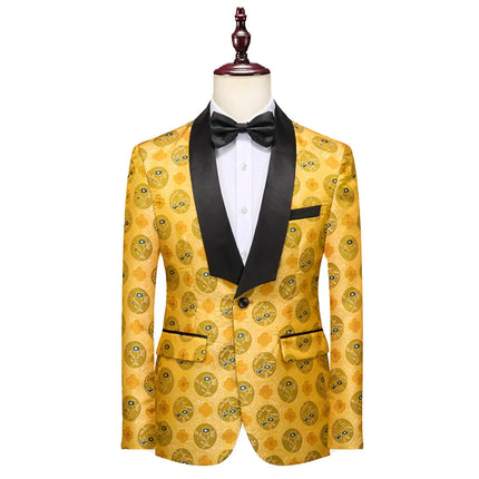 Men's Yellow Floral Circle Suit  #S8552